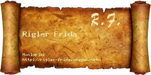 Rigler Frida névjegykártya